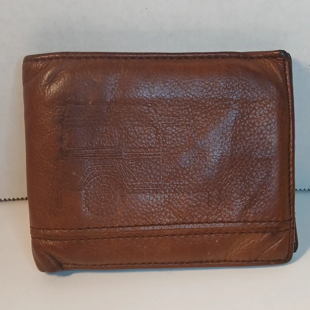 Fat Face Brown Leather Trifold Card Wallet